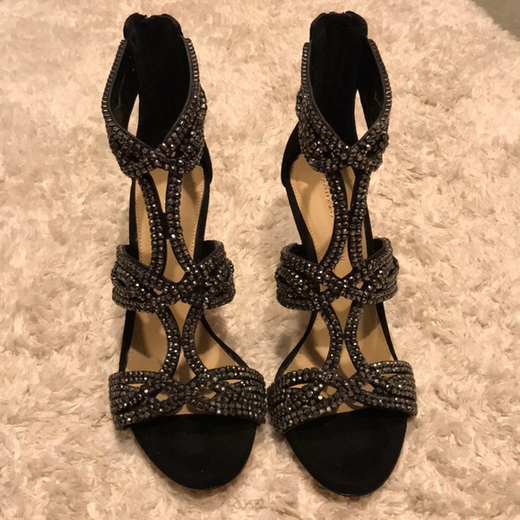 ANTONIO MELANI Shoes - Antonio Melani Suede Jeweled Black Heels 7.5M